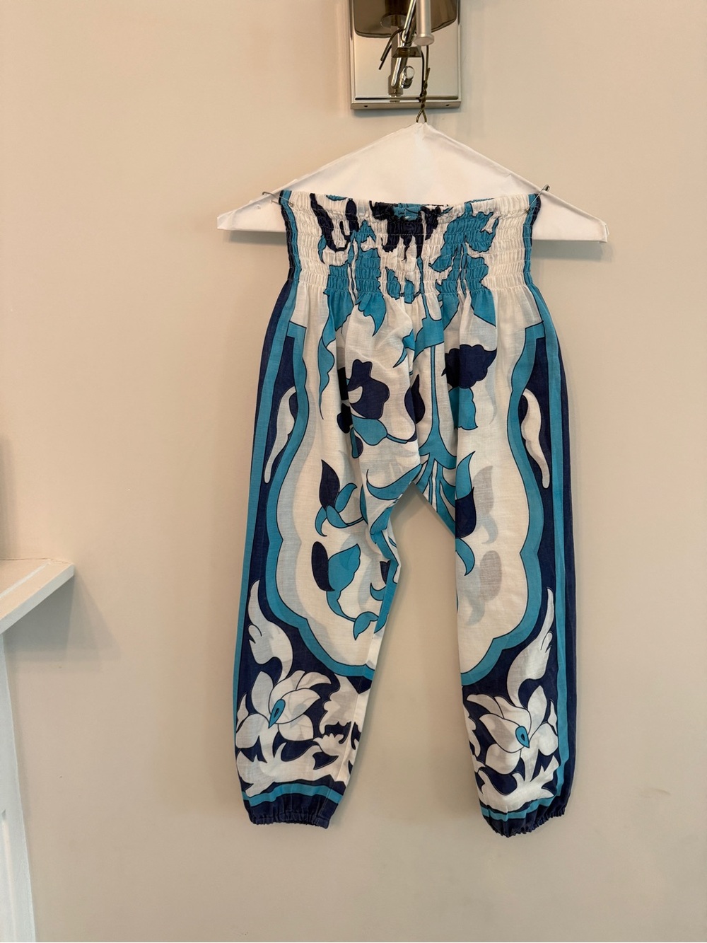 belle sky Blue and Navy Floral Harem Pants